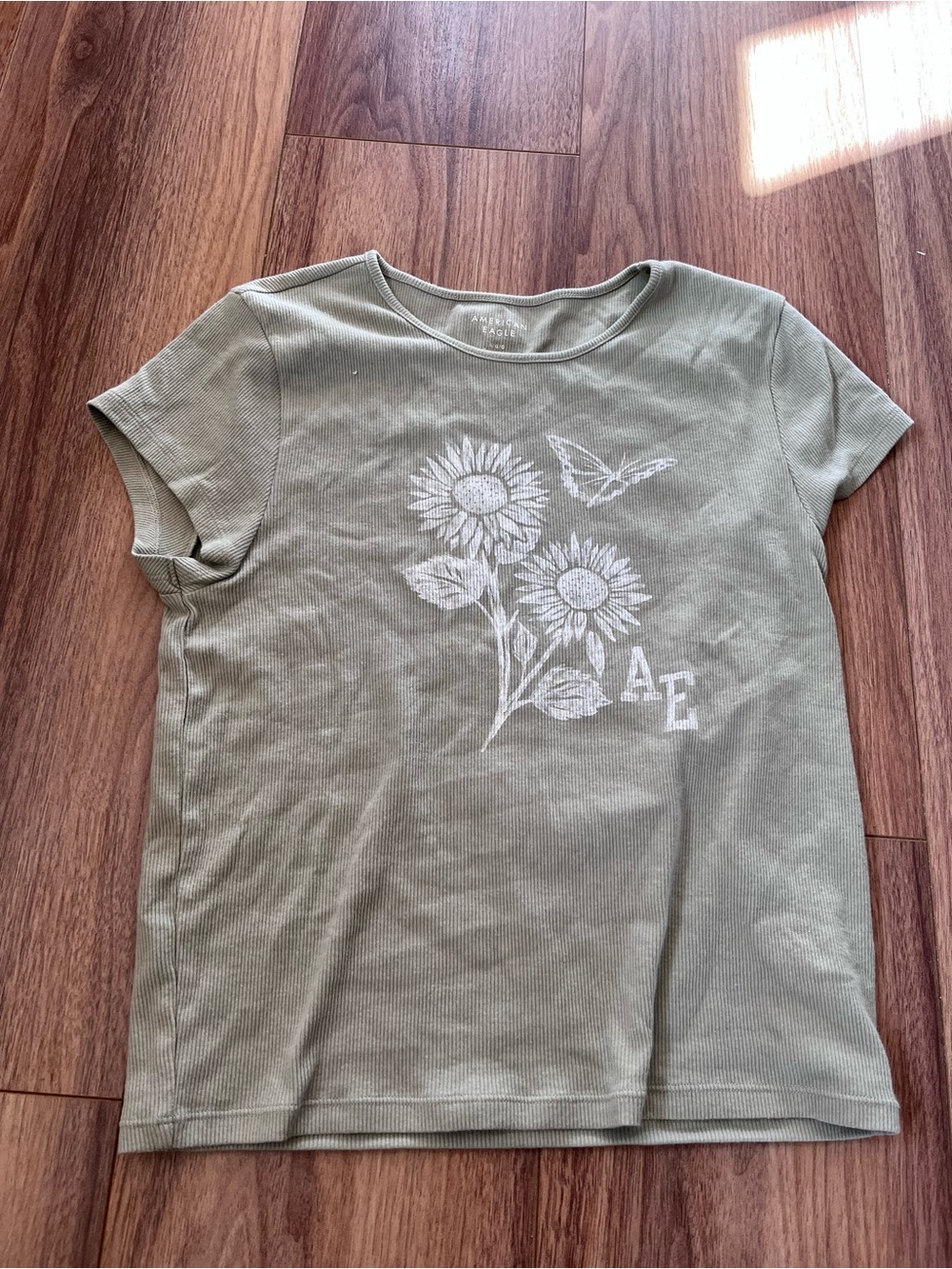 AE Olive Green Sunflower Graphic Tee